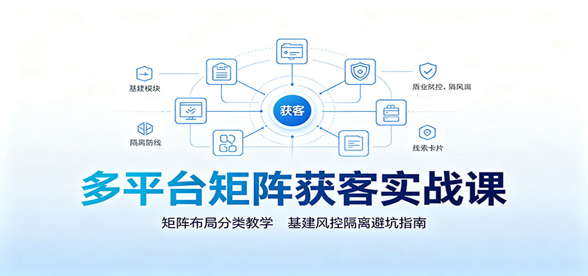 多平台矩阵获客实战课:矩阵布局分类教学,基建风控隔离避坑指南-来聚吧