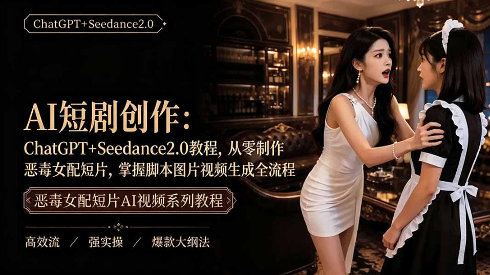 AI短剧从零创作实战课|ChatGPT脚本撰写+Seedance2.0视频生成,恶毒女配短剧全流程教程-来聚吧
