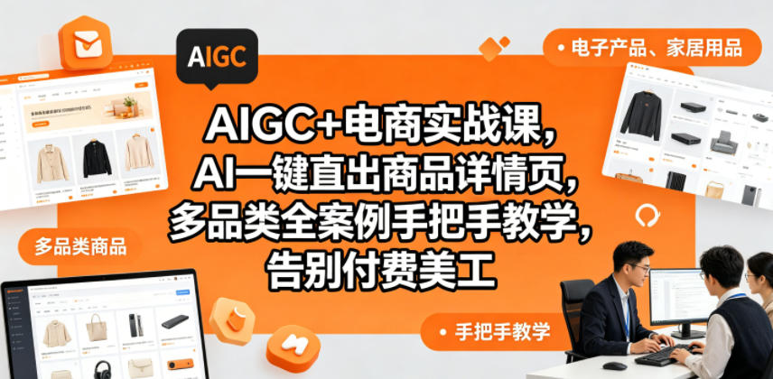 AIGC+电商实战课，AI一键直出商品详情页，多品类全案例手把手教学，告别付费美工(更新0725)-来聚吧