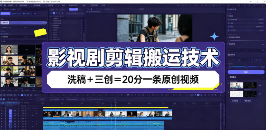 影视剧剪辑搬运技术,洗稿+三创=20分一条原创视频-来聚吧