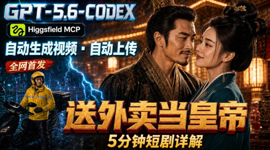 GPT-5.6 Codex+Higgsfield MCP:一条指令生成5分钟短剧并自动上传YouTube(油管)-来聚吧