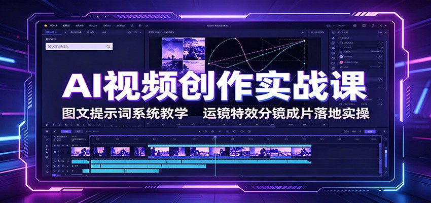 AI视频创作实战课:图文提示词系统教学,运镜特效分镜成片落地实操-来聚吧
