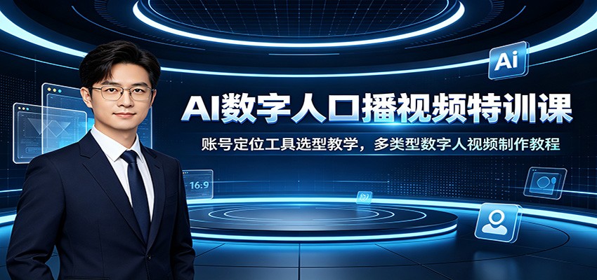 AI数字人口播视频特训课:账号定位工具选型教学,多类型数字人视频制作教程-来聚吧