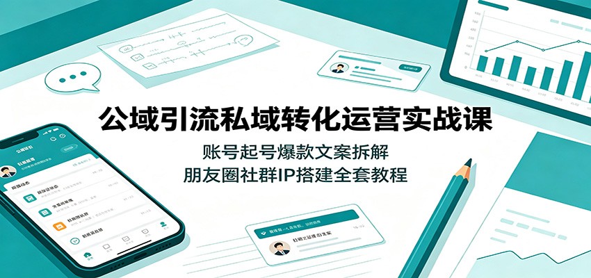 公域引流私域转化运营实战课:账号起号爆款文案拆解,朋友圈社群IP搭建全套教程-来聚吧