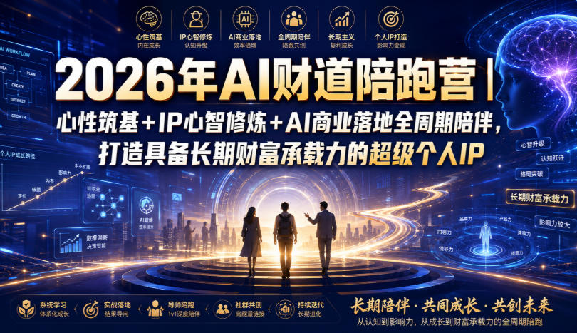 2026年AI财道陪跑营|心性筑基+IP心智修炼+AI商业落地全周期陪伴,打造具备长期财富承载力的超级个人IP-来聚吧