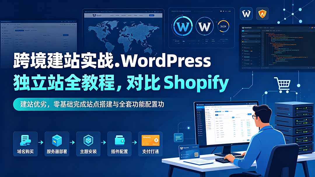 跨境建站实战:WordPress 独立站全教程,对比 Shopify 建站优劣,零基础完成站点搭建与全套功能配置-来聚吧