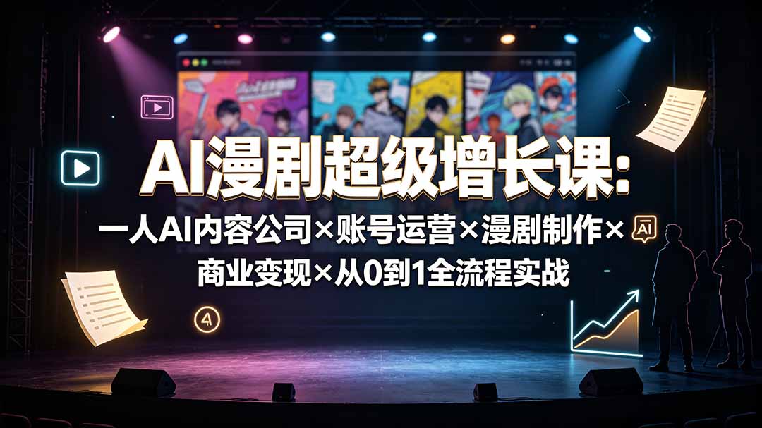 AI漫剧超级增长课:一人AI内容公司×账号运营×漫剧制作×商业变现×从0到1全流程实战-来聚吧