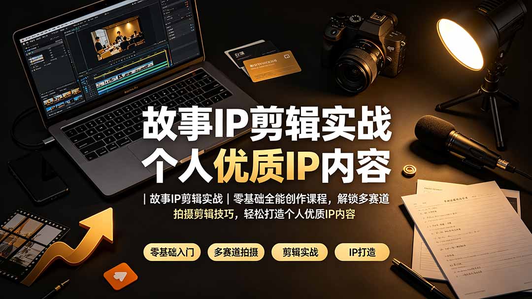 故事IP剪辑实战|零基础全能创作课程,解锁多赛道拍摄剪辑技巧,轻松打造个人优质IP内容-来聚吧