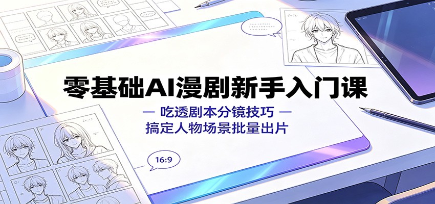 零基础AI漫剧新手入门课:吃透剧本分镜技巧,搞定人物场景批量出片-来聚吧
