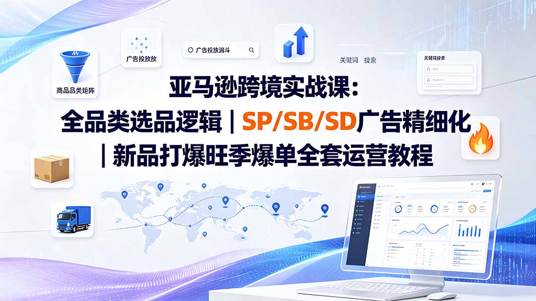 亚马逊跨境实战课-更新:全品类选品逻辑|SP/SB/SD广告精细化|新品打爆旺季爆单全套运营教程-来聚吧