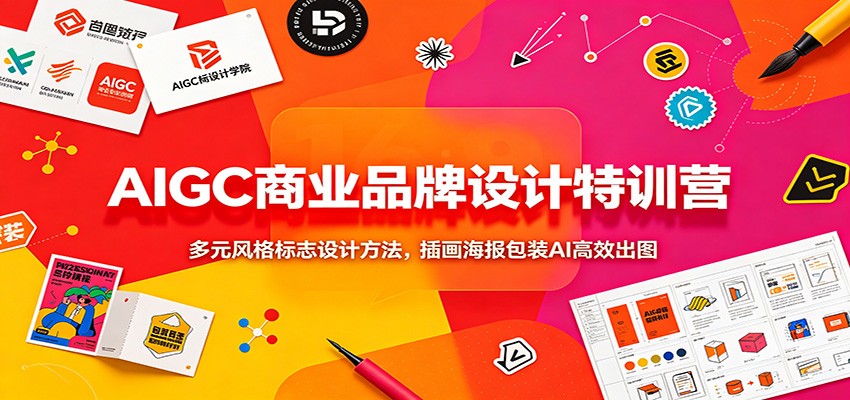 AIGC商业品牌设计特训营:多元风格标志设计方法,插画海报包装AI高效出图-来聚吧