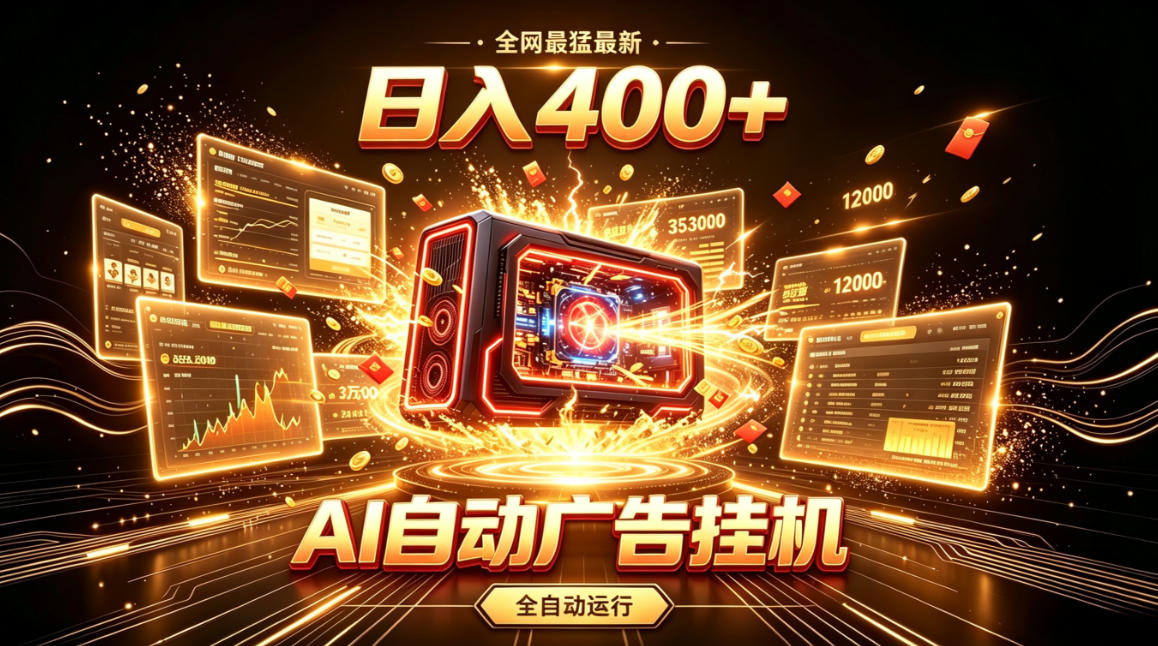全网最猛最新的AI自动广告挂G,狠收益日入400+,真正做到躺賺式变现【揭秘】-来聚吧