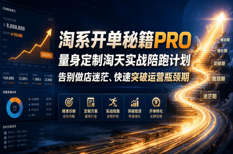 淘系开单秘籍PRO,量身定制淘天实战陪跑计划,告别做店迷茫、快速突破运营瓶颈期(更新20260728)-来聚吧