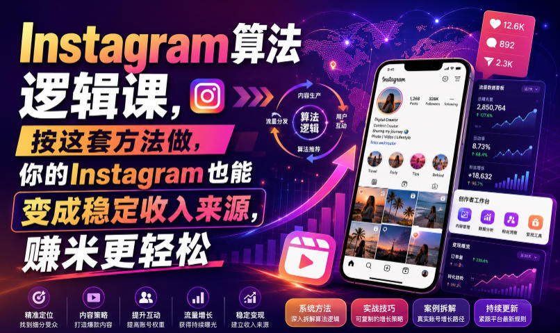 Instagram算法逻辑课,按这套方法做,你的Instagram也能变成稳定收入来源,賺米更轻松【原创双语字幕】-来聚吧