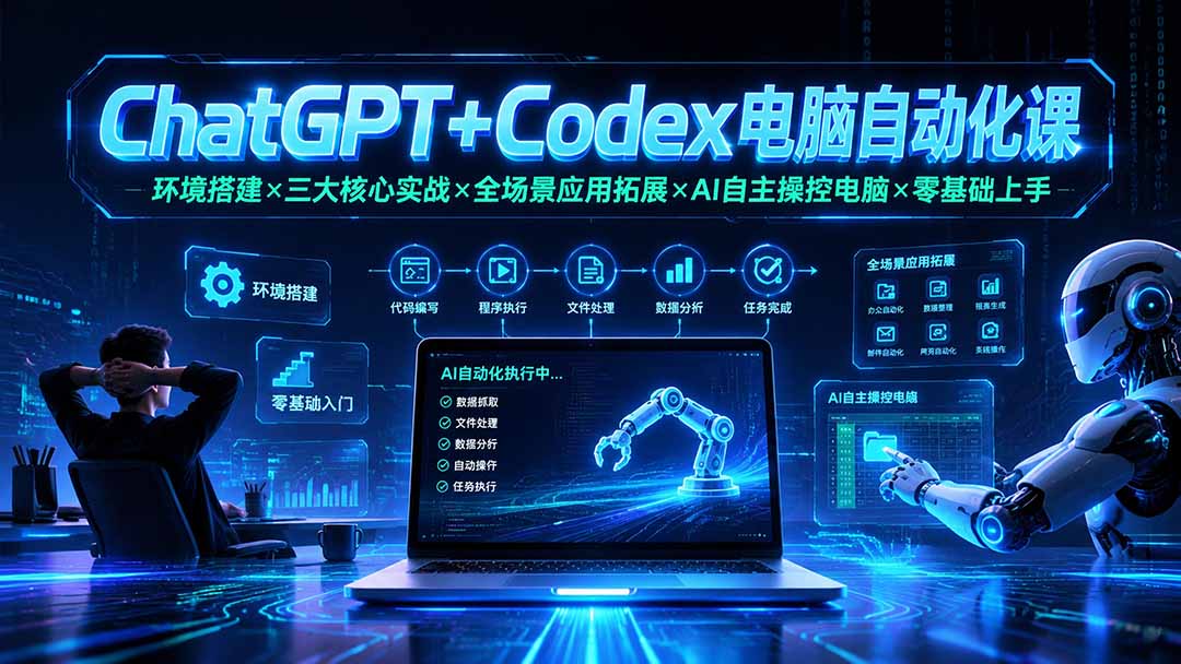 ChatGPT+Codex电脑自动化课:环境搭建×三大核心实战×全场景应用拓展×AI自主操控电脑×零基础上手-来聚吧