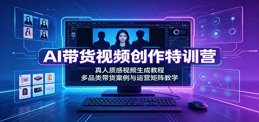 AI带货视频创作特训营:真人质感视频生成教程,多品类带货案例与运营矩阵教学-来聚吧