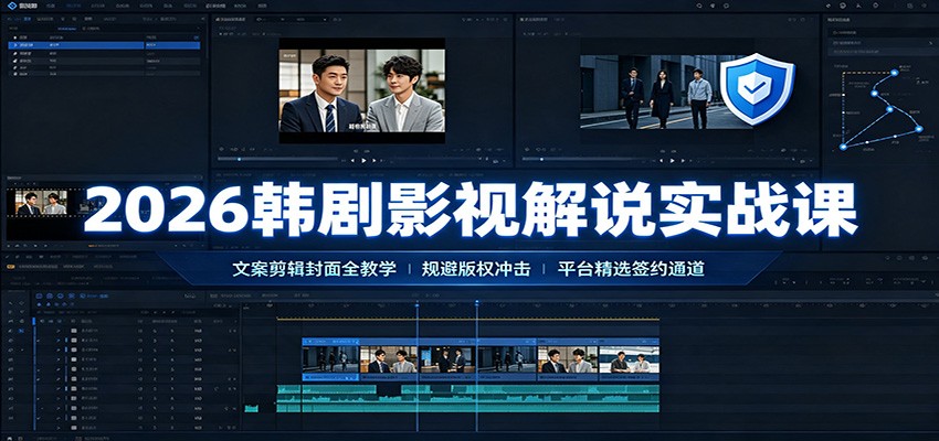 2026韩剧影视解说实战课:文案剪辑封面全教学,规避版权冲击平台精选签约通道-来聚吧