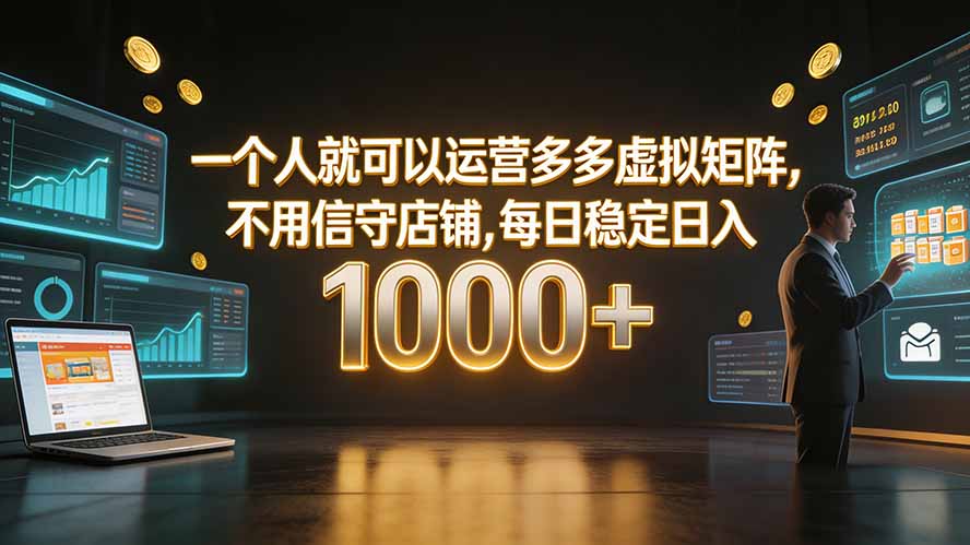 一个人就可以运营多多虚拟矩阵,不用值守店铺,每日稳定日入 1000+-来聚吧