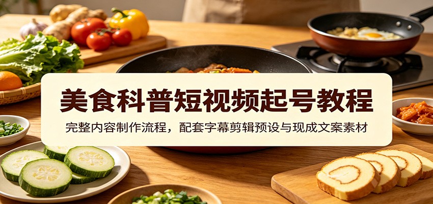 美食科普短视频起号教程:完整内容制作流程,配套字幕剪辑预设与现成文案素材-来聚吧