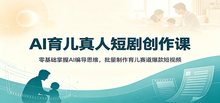 AI育儿真人短剧创作课:零基础掌握AI编导思维,批量制作育儿赛道爆款短视频-来聚吧