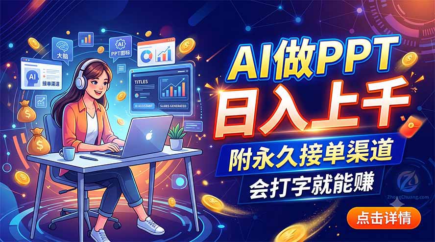 AI做PPT日入上千,附永久接单渠道,会打字就能赚-来聚吧