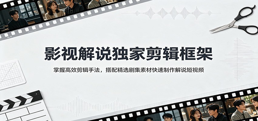影视解说独家剪辑框架:掌握高效剪辑手法,搭配精选剧集素材快速制作解说短视频-来聚吧