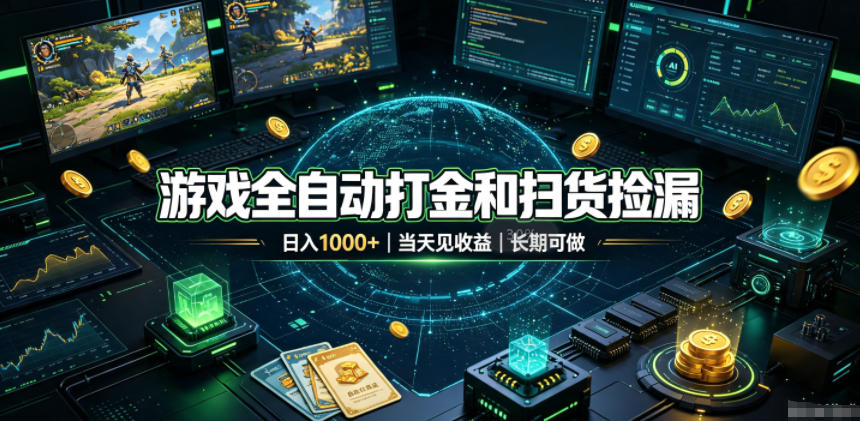 游戏全自动打金和扫货捡漏,日入1k+,当天见收益,长期可做!【揭秘】-来聚吧