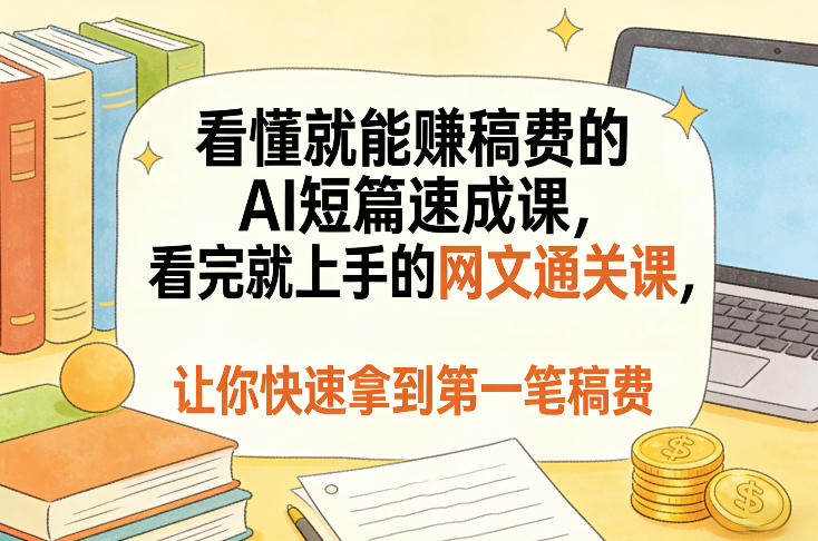 看懂就能賺稿费的AI短篇速成课,看完就上手的网文通关课,让你快速拿到第一笔稿费(更新8月)-来聚吧