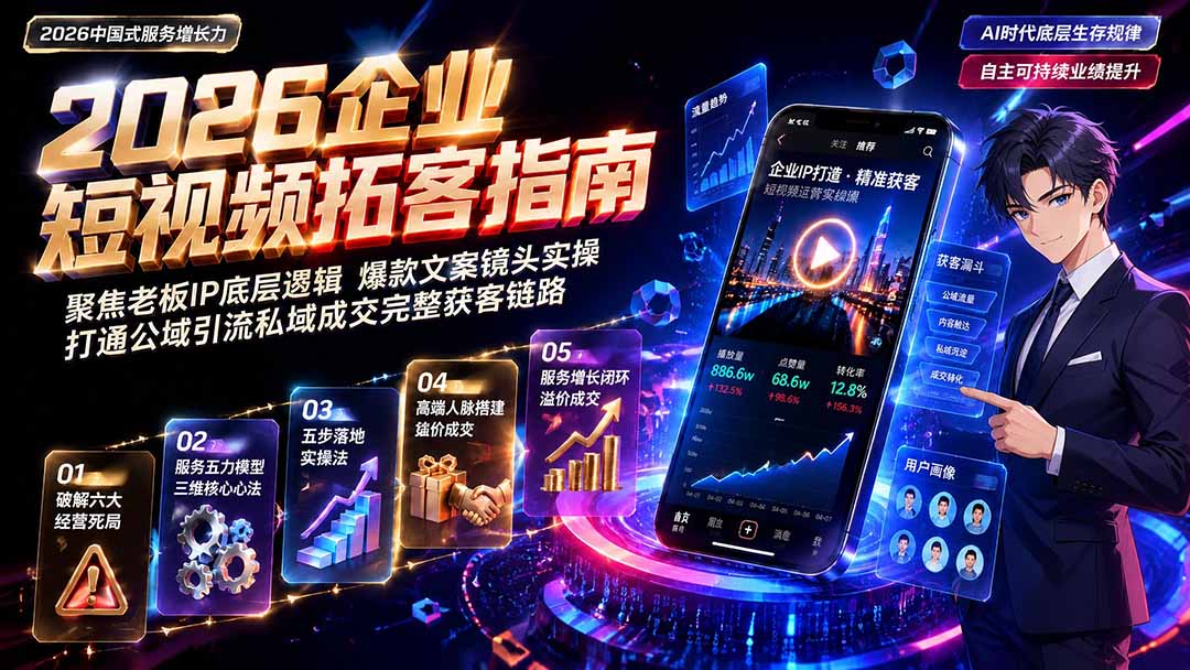 2026AI时代服务增长力实战课-无水印|五力模型三维心法教学,破解门店客源流失低价内卷实现长效业绩增长-来聚吧