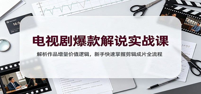 电视剧爆款解说实战课:解析作品增量价值逻辑,新手快速掌握剪辑成片全流程-来聚吧
