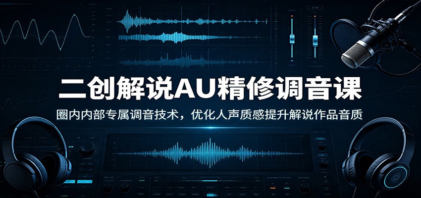 二创解说AU精修调音课:圈内内部专属调音技术,优化人声质感提升解说作品音质-来聚吧