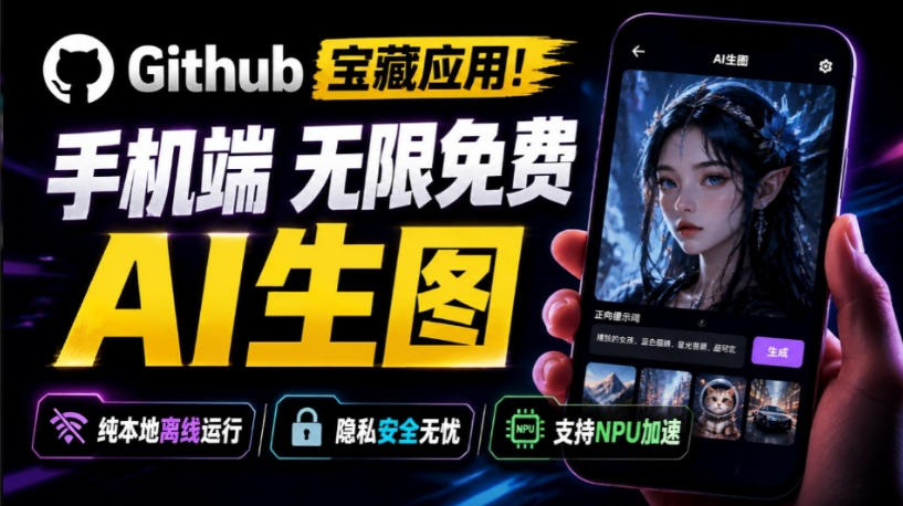 Github宝藏应用!手机端无限免费AI生图,纯本地离线运行,支持NPU加速斩获3.1k stars,local-dream-来聚吧