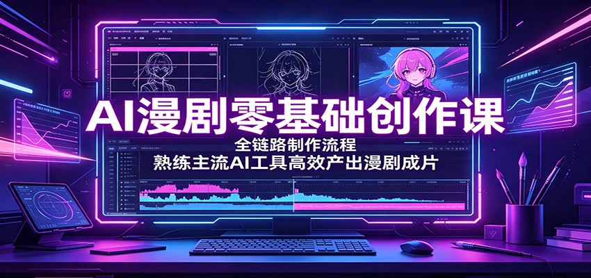 AI漫剧零基础创作课:全链路制作流程,熟练主流AI工具高效产出漫剧成片-来聚吧