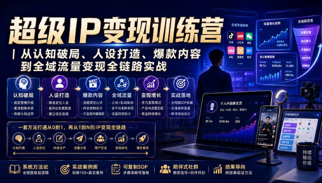 超级IP变现训练营|从认知破局、人设打造、爆款内容到全域流量变现全链路实战-来聚吧