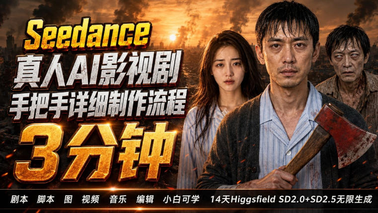 3分钟真人AI影视剧怎么做?SD 2.0手把手完整制作流程|Higgsfield 14天SD 2.0/2.5无限生成-来聚吧
