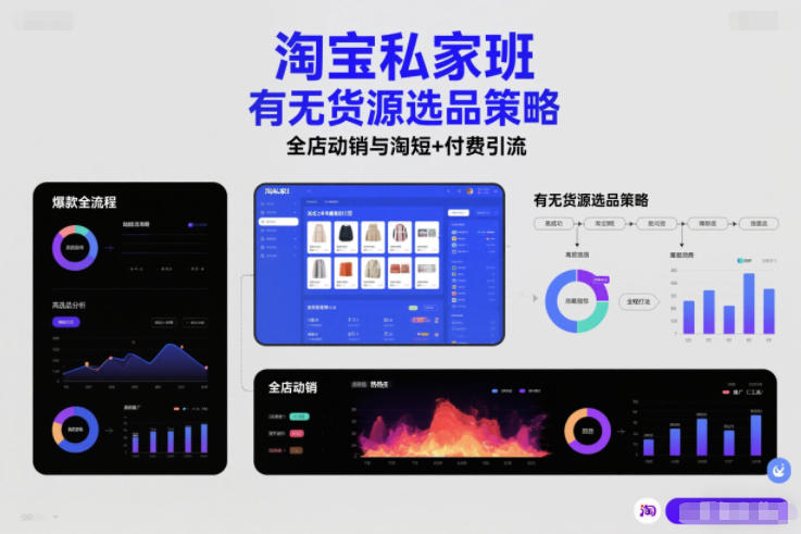 淘宝私家班,有无货源选品策略,高成功率爆款全流程打法,全店动销与淘短+付费引流(更新2026年08月05日)-来聚吧