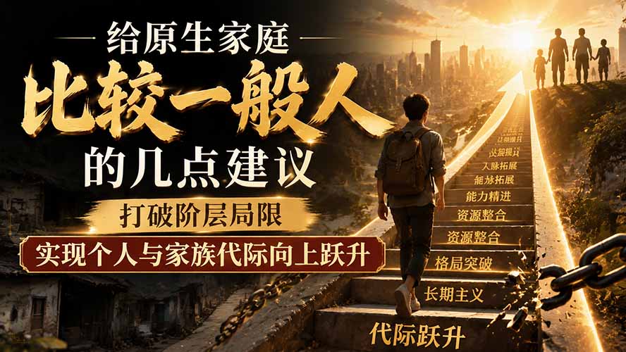 付费文章:给原生家庭比较一般人的几点建议,打破阶层局限,实现个人与家族代际向上跃升-来聚吧