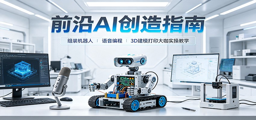 前沿AI创造指南:组装机器人、语音编程、3D建模打印大咖实操教学-来聚吧