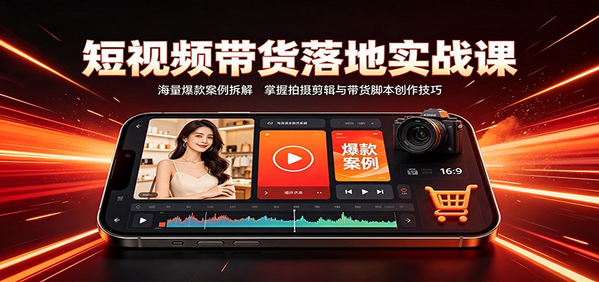 短视频带货落地实战课:海量爆款案例拆解,掌握拍摄剪辑与带货脚本创作技巧-来聚吧