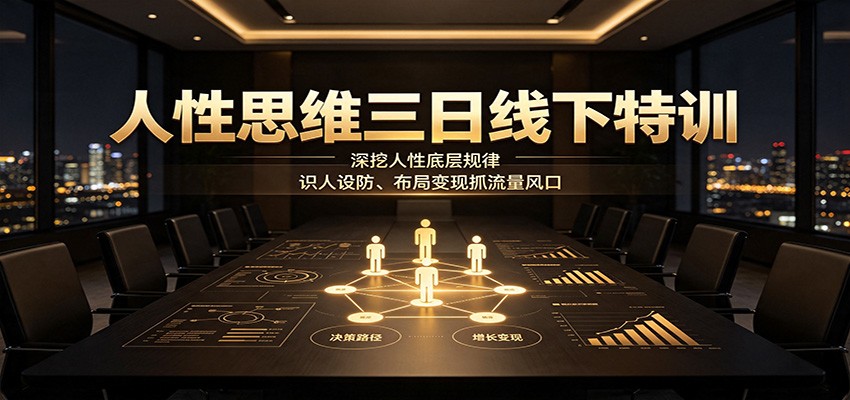 人性思维三日线下特训:深挖人性底层规律,识人设防、布局变现抓流量风口-来聚吧