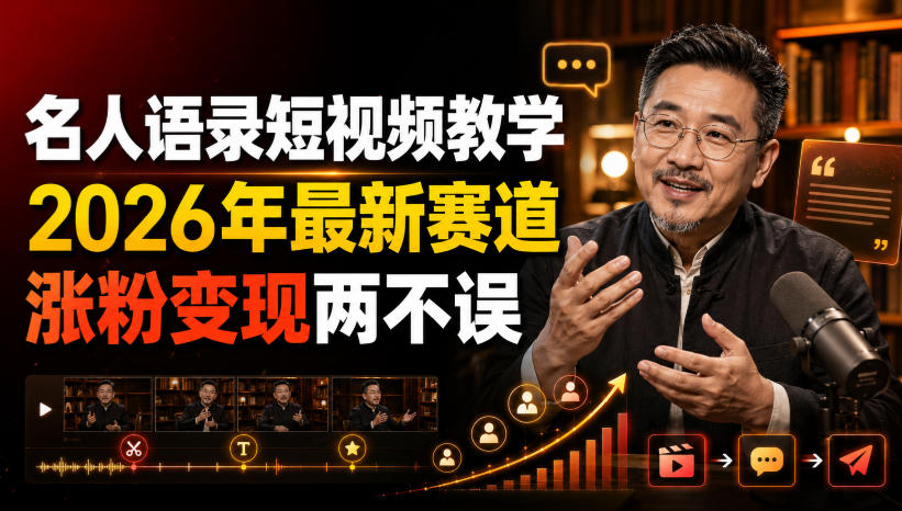 名人语录短视频教学,2026年最新赛道,涨粉变现两不误-来聚吧