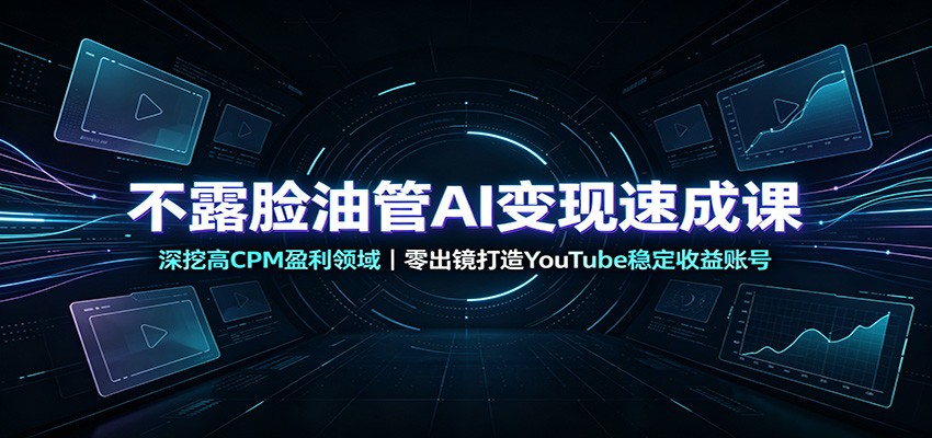 不露脸油管AI变现速成课：深挖高CPM盈利领域，零出镜打造YouTube稳定收益账号-来聚吧