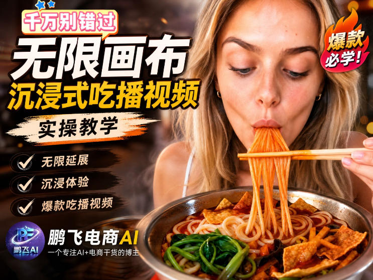保姆级教程|用AI无线画布做沉浸式吃播,3步直接出片,无线画布工作流,操作简单好上手-来聚吧