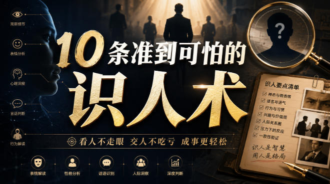 付费文章:10条准到可怕的识人术-来聚吧