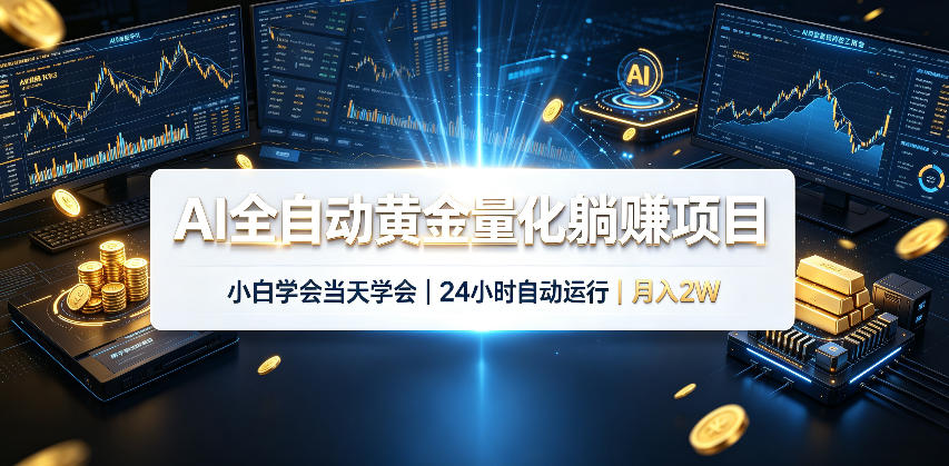 AI全自动黄金量化躺賺项目,24小时自动运行,月入2W!-来聚吧