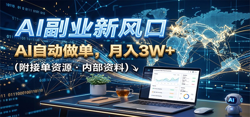 AI副业新风口，AI自动做单，月入3W+，附接单资源-来聚吧
