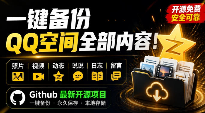 一键将你QQ空间全部内容备份下来!照片/视频/动态信息全存本地,Github最新开源项目QzoneArchive-来聚吧