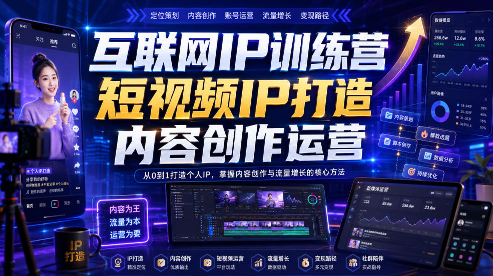 互联网IP训练营,短视频IP打造,内容创作运营-来聚吧