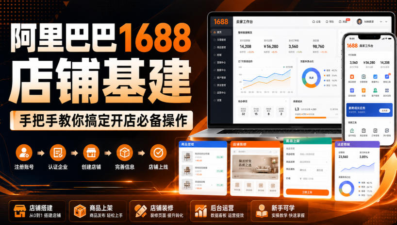 阿里巴巴1688店铺基建，手把手教你搞定开店必备操作(更新8月)-来聚吧