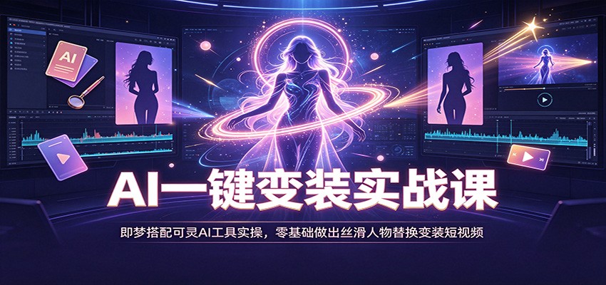 AI一键变装实战课:即梦搭配可灵AI工具实操,零基础做出丝滑人物替换变装短视频-来聚吧